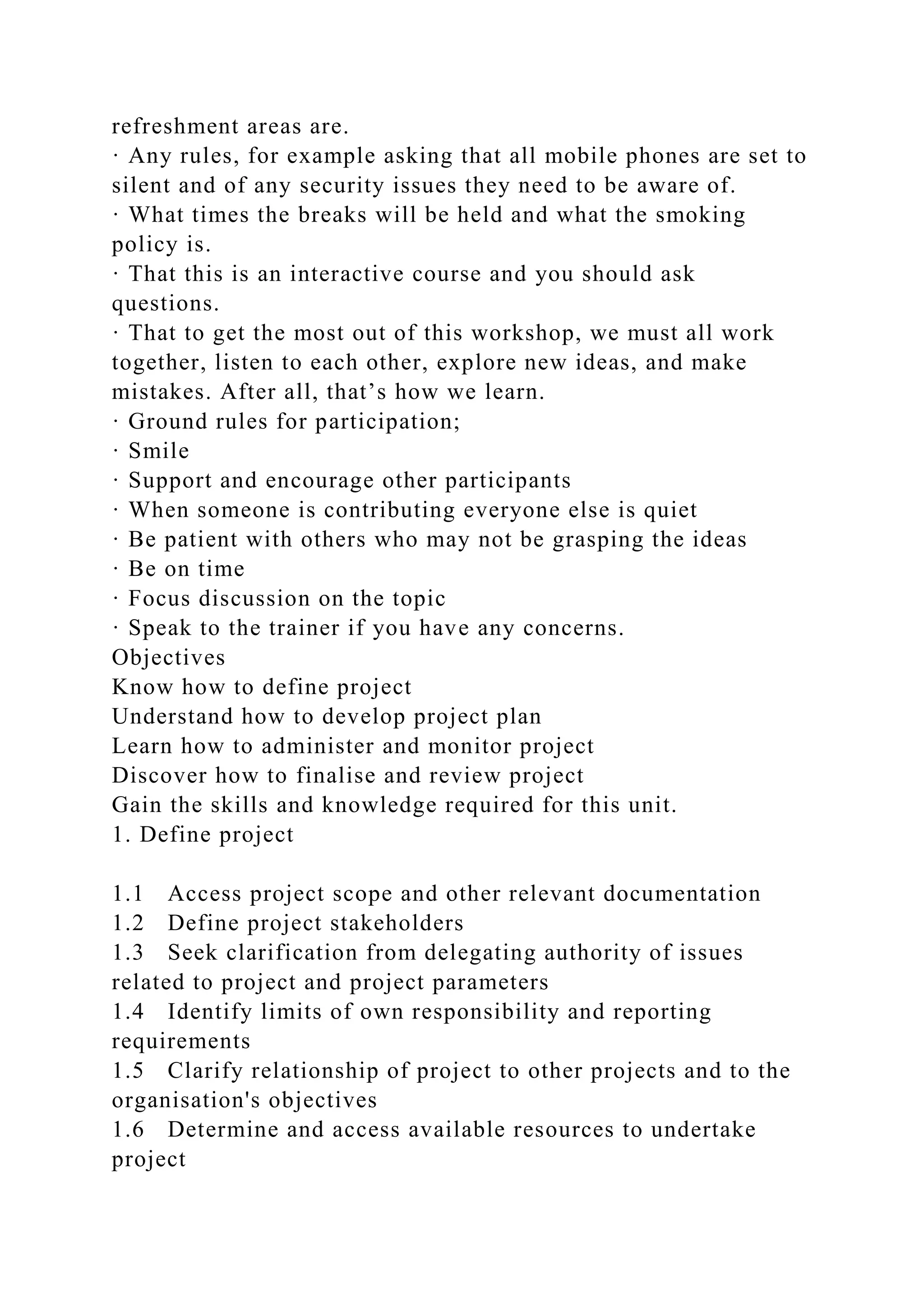 BSBPMG522 Undertake project work1HousekeepingE.docx