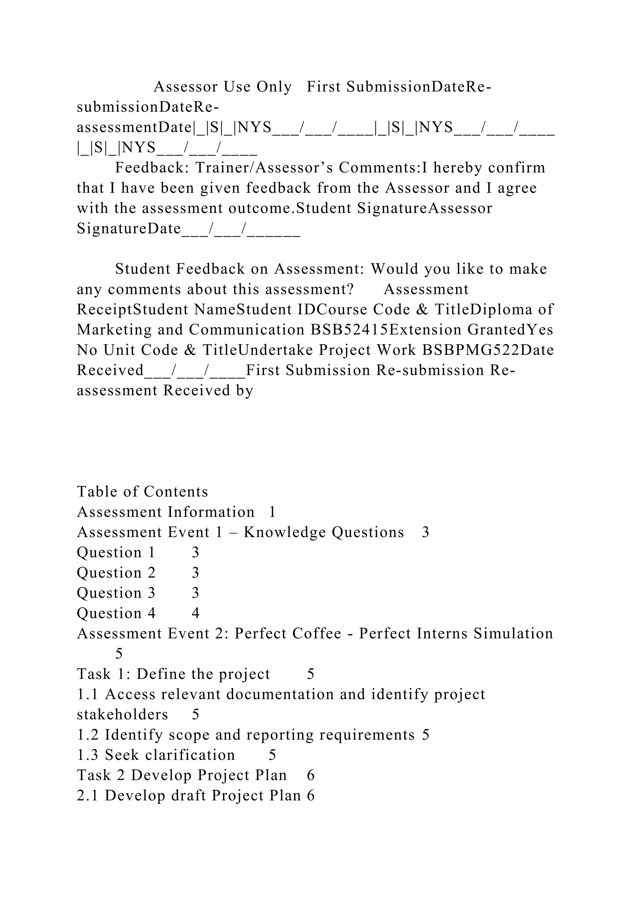 BSBPMG522 Undertake project work1HousekeepingE.docx