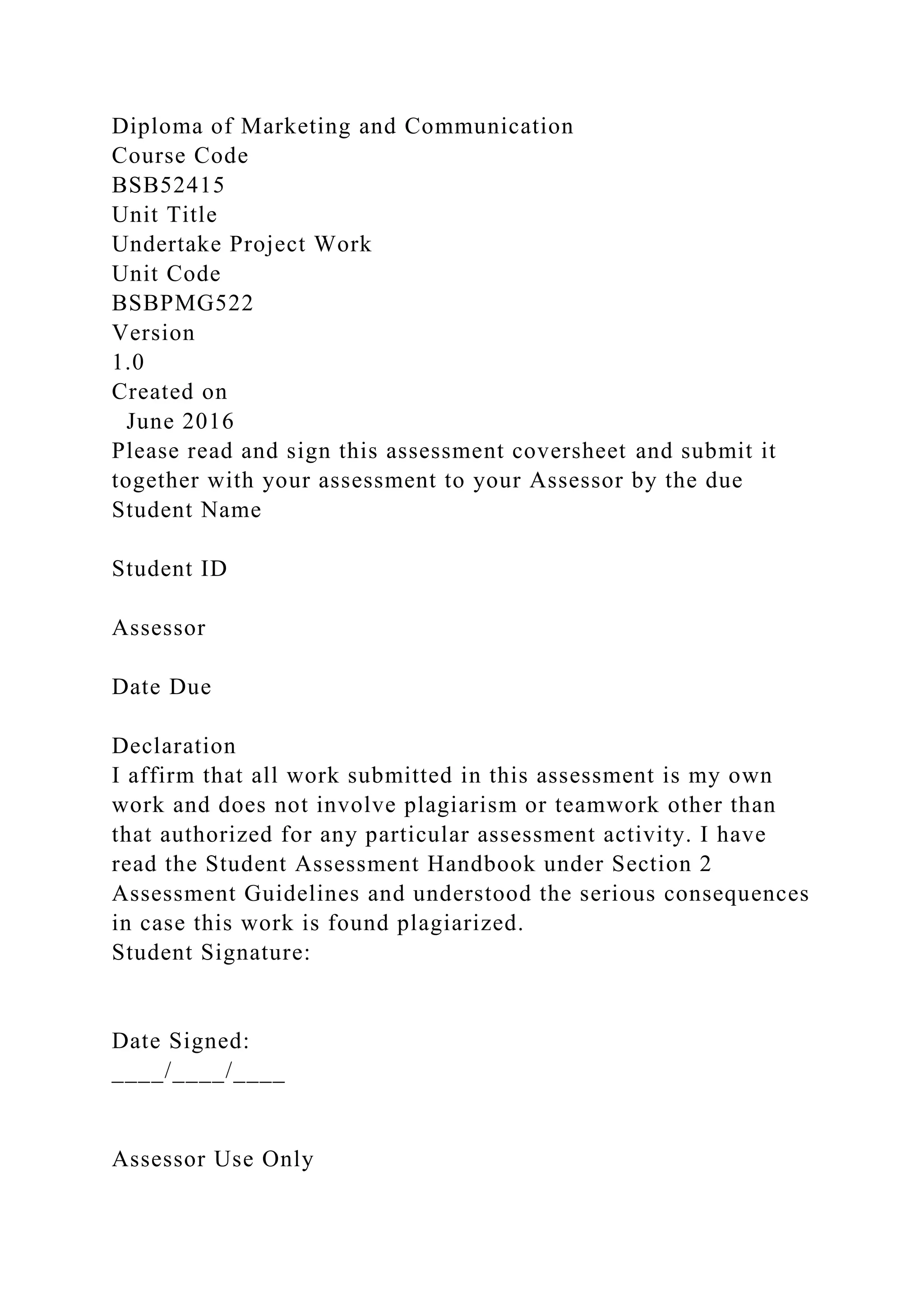 BSBPMG522 Undertake project work1HousekeepingE.docx