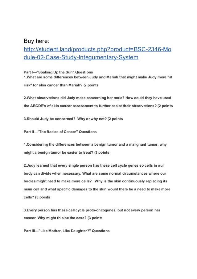 Integumentary system case study answers picture