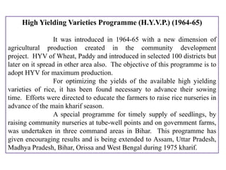 Hyv Programme B Sc agri II Agricultural Extansion Unit 3 Agricultural Development ...