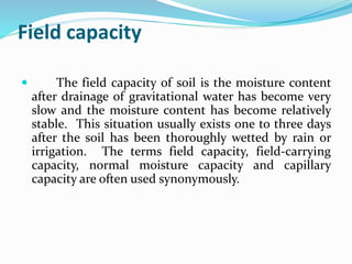 B Sc Agri II Wmmi U 2 Soil Plant Water Relationship | PPTX