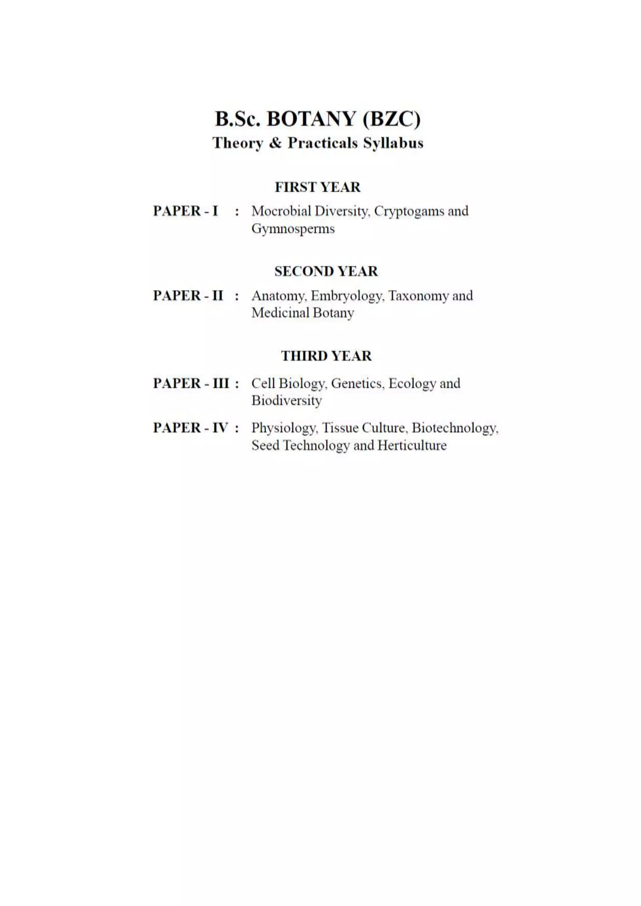 B sc Botany Syllabus KU