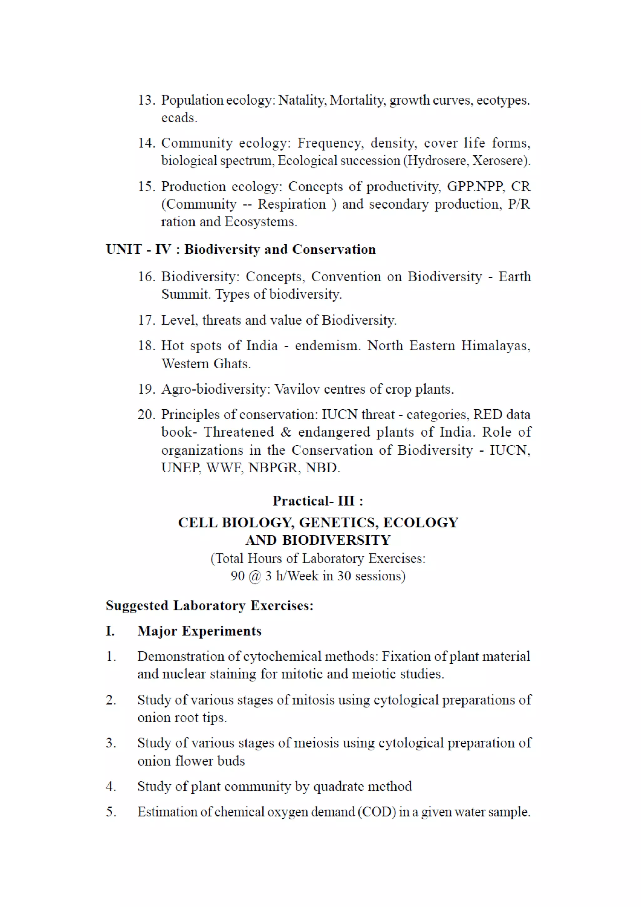 B sc Botany Syllabus KU