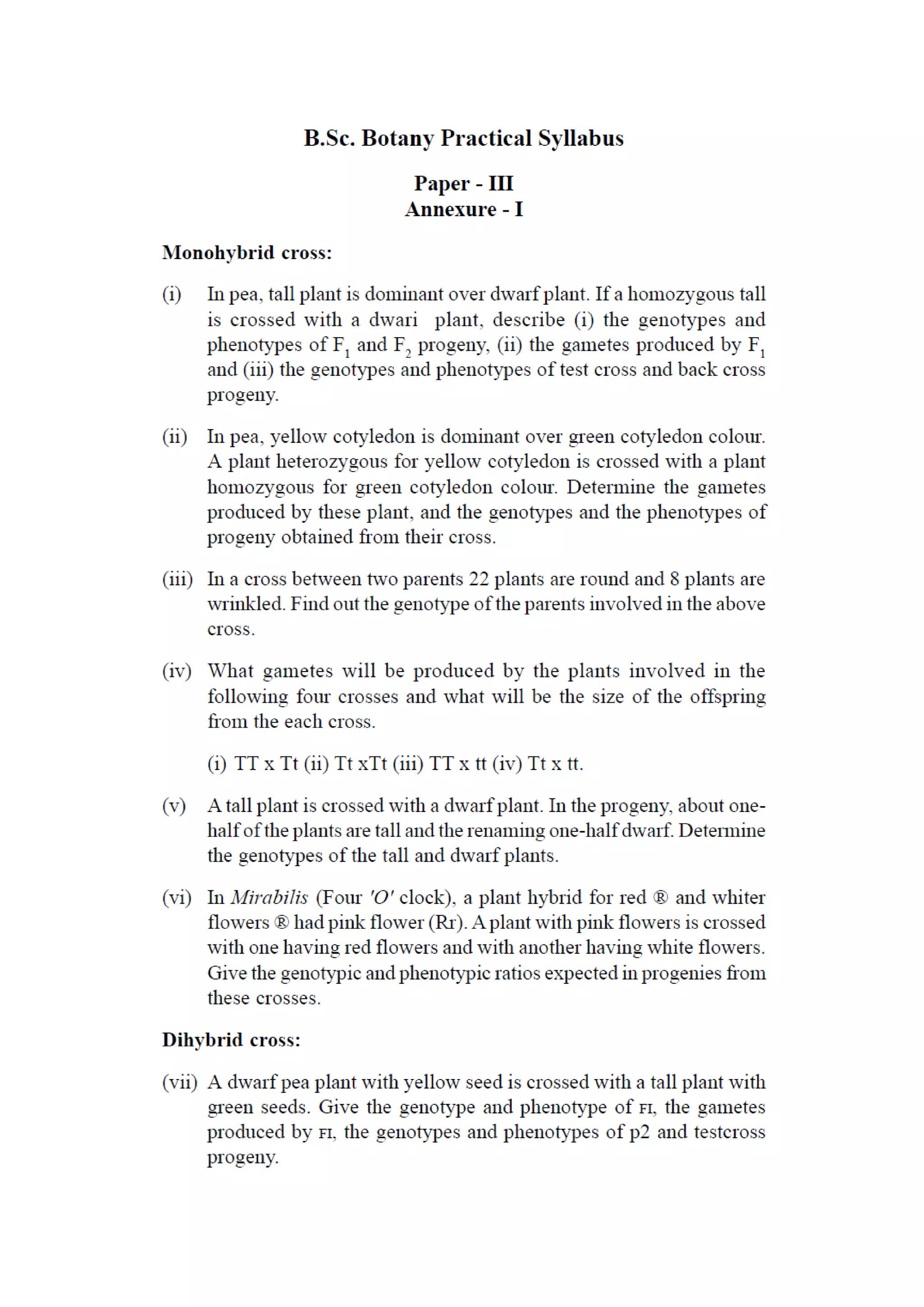 B sc Botany Syllabus KU