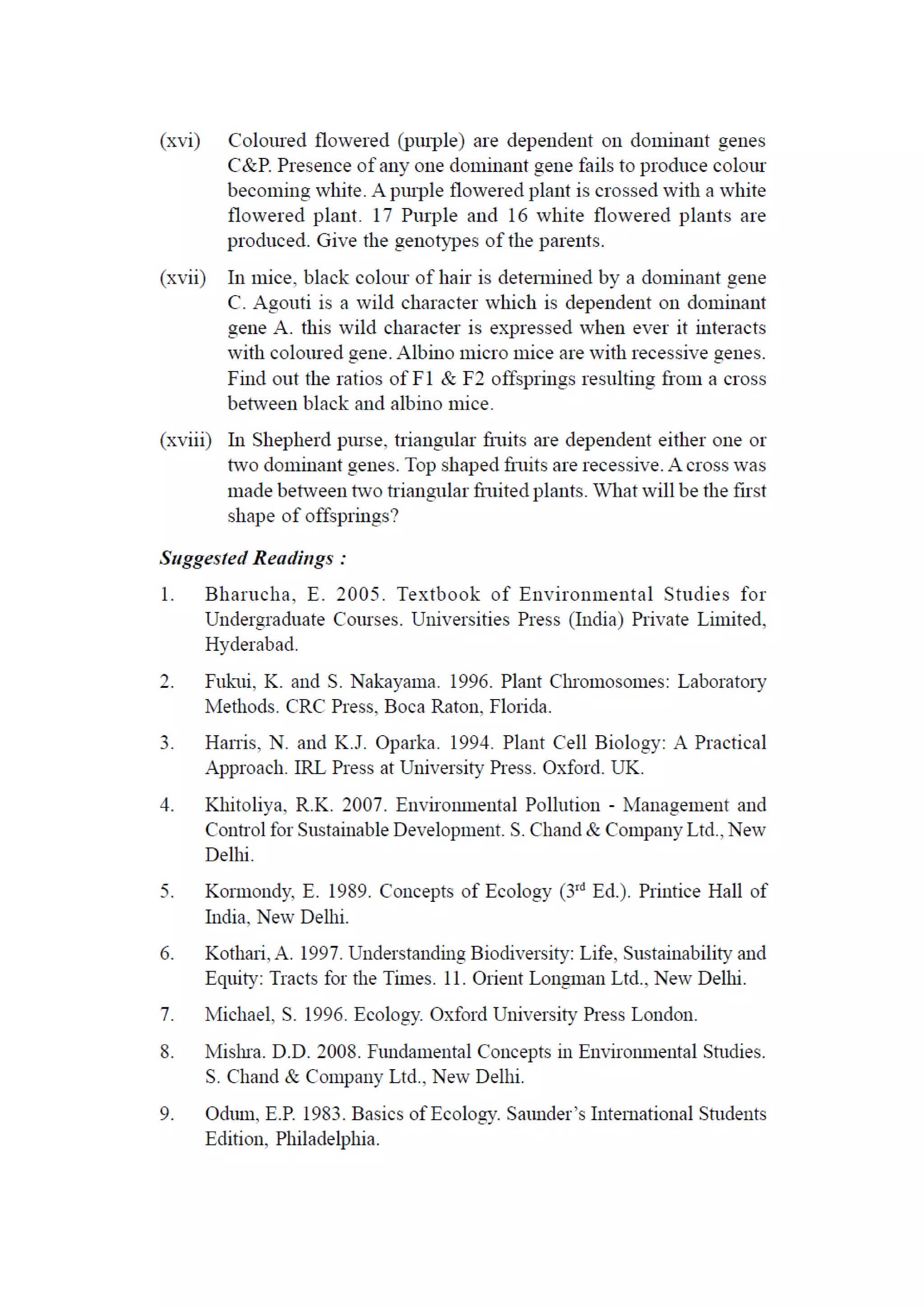 B sc Botany Syllabus KU
