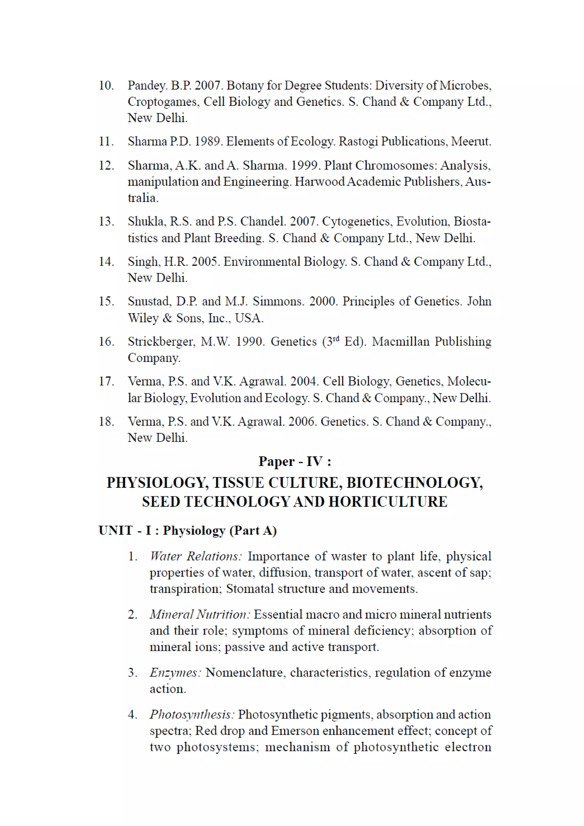 B sc Botany Syllabus KU