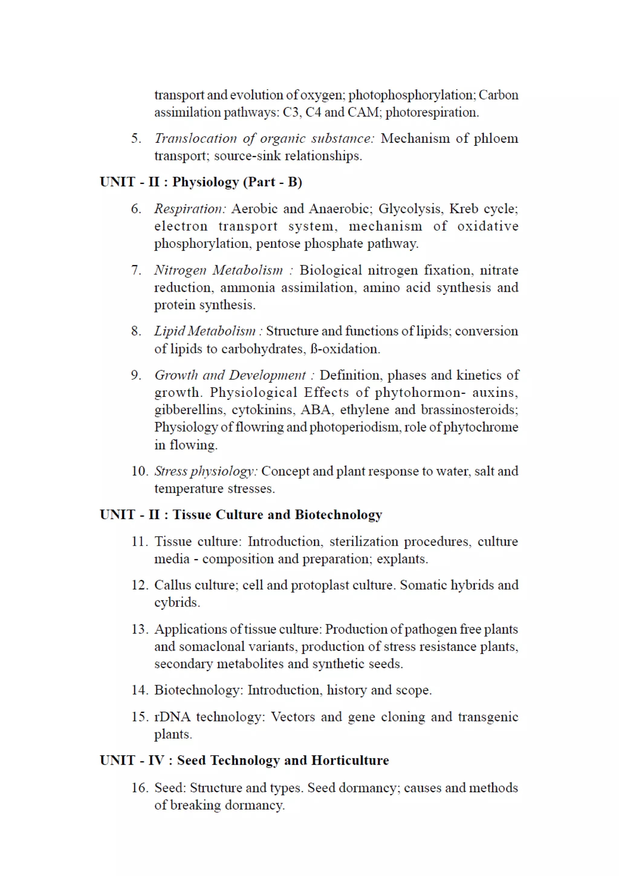 B sc Botany Syllabus KU