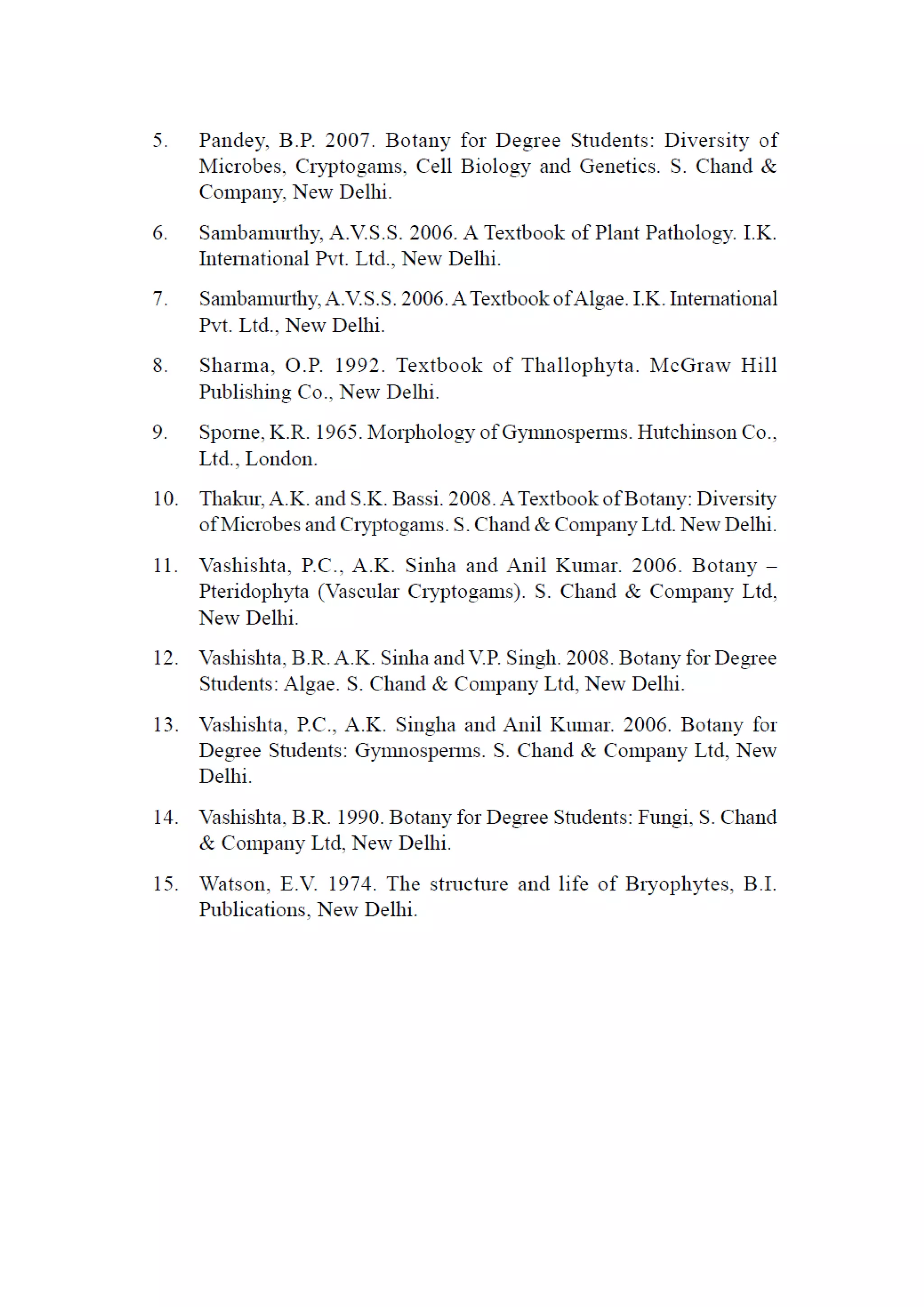 B sc Botany Syllabus KU