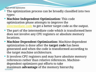 code optimization |machine independent code... BS_CD _PPT_Unit-IV_08-10-2025 compiler chapter | PPTX