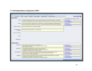 7.1.2 Estrategia Básica y Diagnostico FODA:




                                              142
 