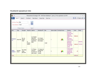 Visualización agrupada por meta:




                                   154
 