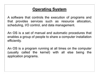 introduction to operating system | PPT