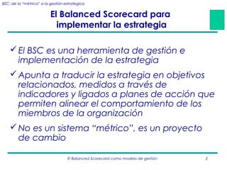 Bsc hacia un nuevo modelo de gestión | PPT