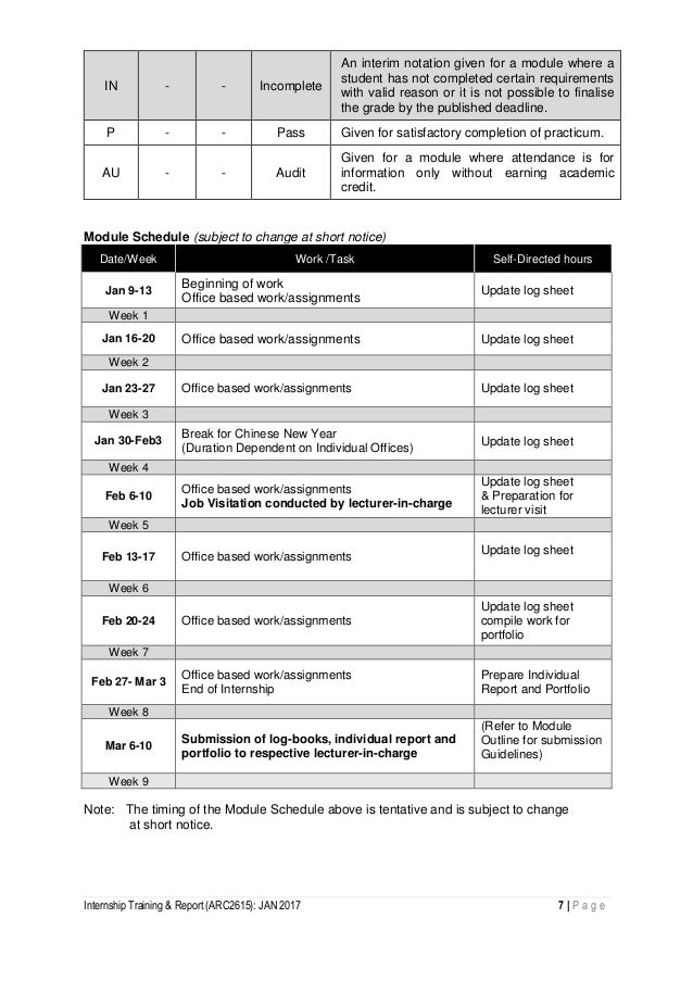SEMESTER 4.5 : INTERNSHIP MODULE OUTLINE