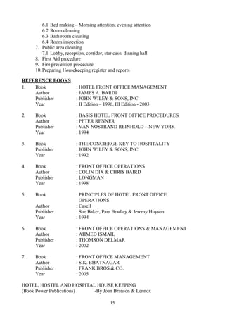 B sc hotel management syllabus | PDF