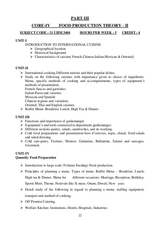 B sc hotel management syllabus