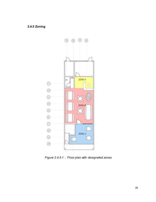 26
2.4.5 Zoning
Figure 2.4.5.1 : Floor plan with designated zones
 