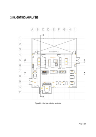 Page | 29
2.5 LIGHTING ANALYSIS
Figure 2.5.1 Floor plan indicating section cut
 
