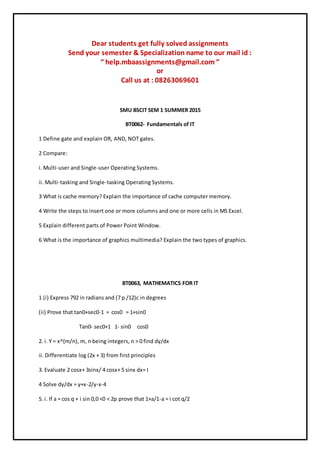 Bsc it summer 2015 solved assignments | PDF