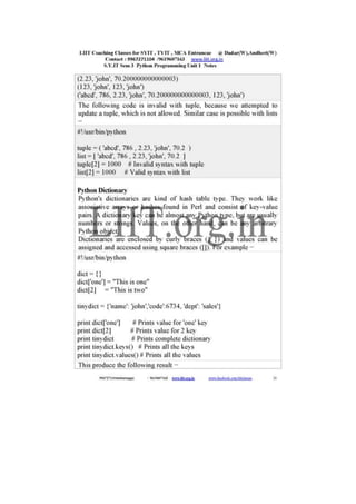 B sc it syit sem 3 python programming notes for download | PDF