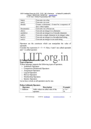 B sc it syit sem 3 python programming notes for download | PDF