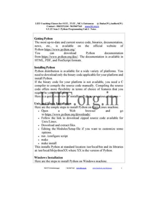 B sc it syit sem 3 python programming notes for download | PDF