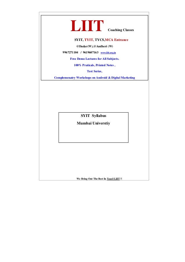 B sc it syit sem 3 sem 4 syllabus as per mumbai university