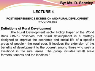 Post Independence Extension and Rural Development Programme | PPTX