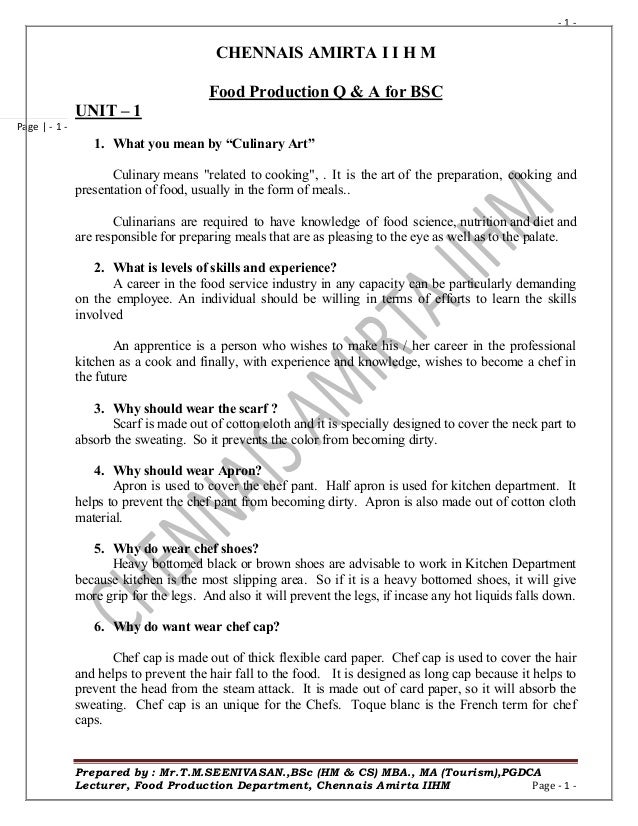 bsc food production question and answer level 2 food hygiene certificate example questions