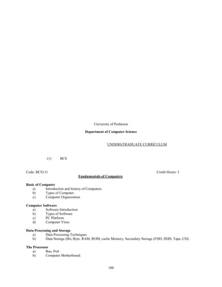 Bs cs course outline | PDF