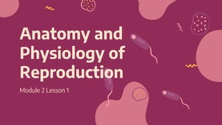 Anatomy and
Physiology of
Reproduction
Module 2 Lesson 1
 
