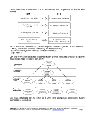 El Balanced Scorecard y la Cadena Integrada de Suministro (SCM) | PDF