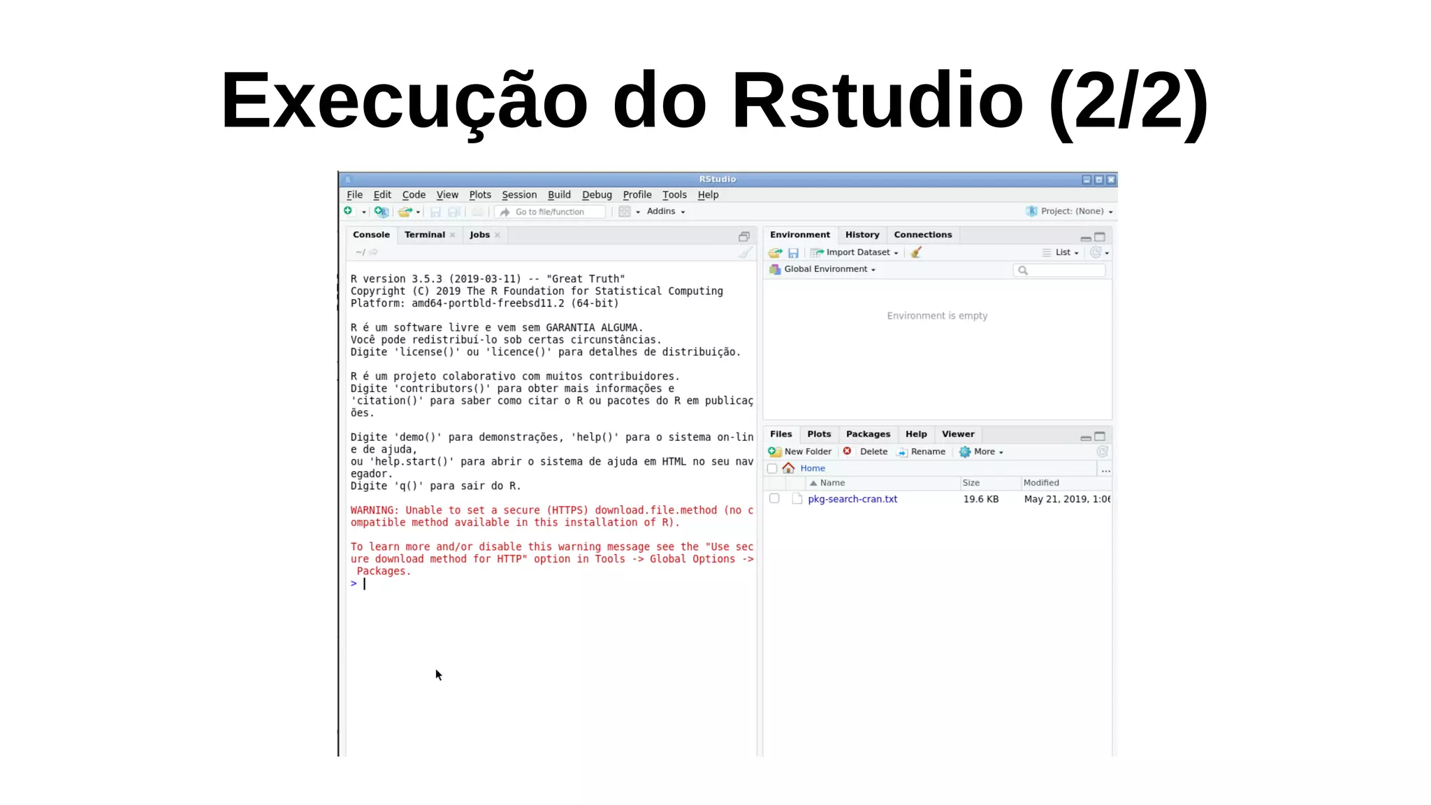 Execução do Rstudio (2/2)
 