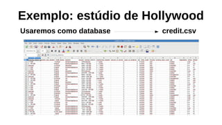Exemplo: estúdio de Hollywood
credit.csvUsaremos como database
 