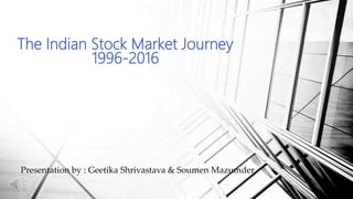 Presentation by : Geetika Shrivastava & Soumen Mazumder
The Indian Stock Market Journey
1996-2016
 