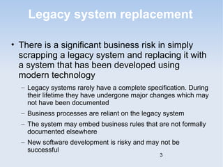 Bse 3105 lecture 5-evolution of legacy systems | PPT | Databases ...
