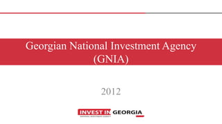 Georgian National Investment Agency
              (GNIA)

               2012
 