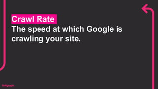 Crawl Rate
The speed at which Google is
crawling your site.
 