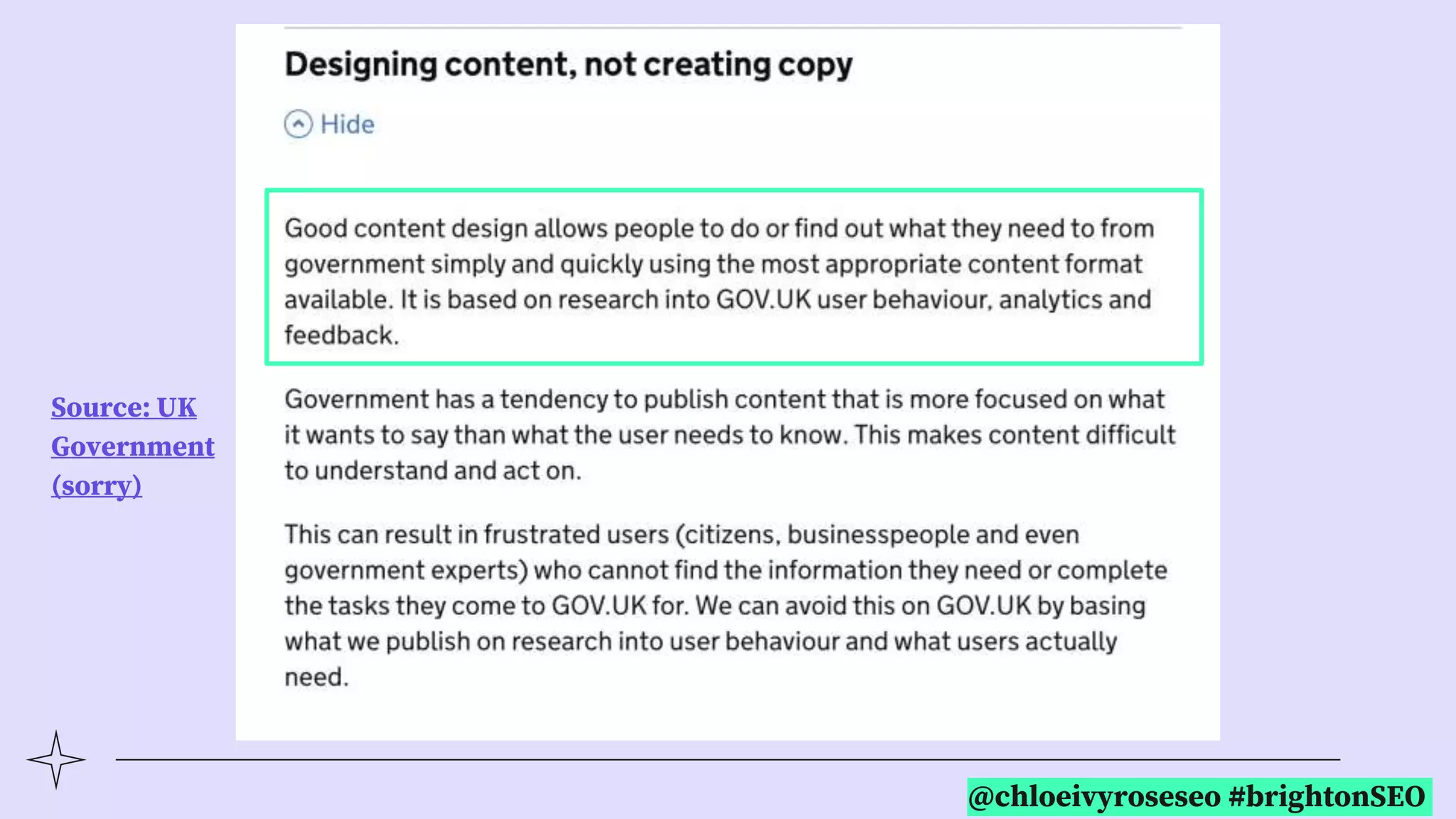 @chloeivyroseseo #brightonSEO
Source: UK
Government
(sorry)
 