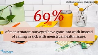 @chloeivyroseseo #BrightonSEO
69%
of menstruators surveyed have gone into work instead
of calling in sick with menstrual h...