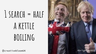 1 search = half
a kettle
boiling
#brightonSEO
#brightonSEO
@creativebloomUK
 