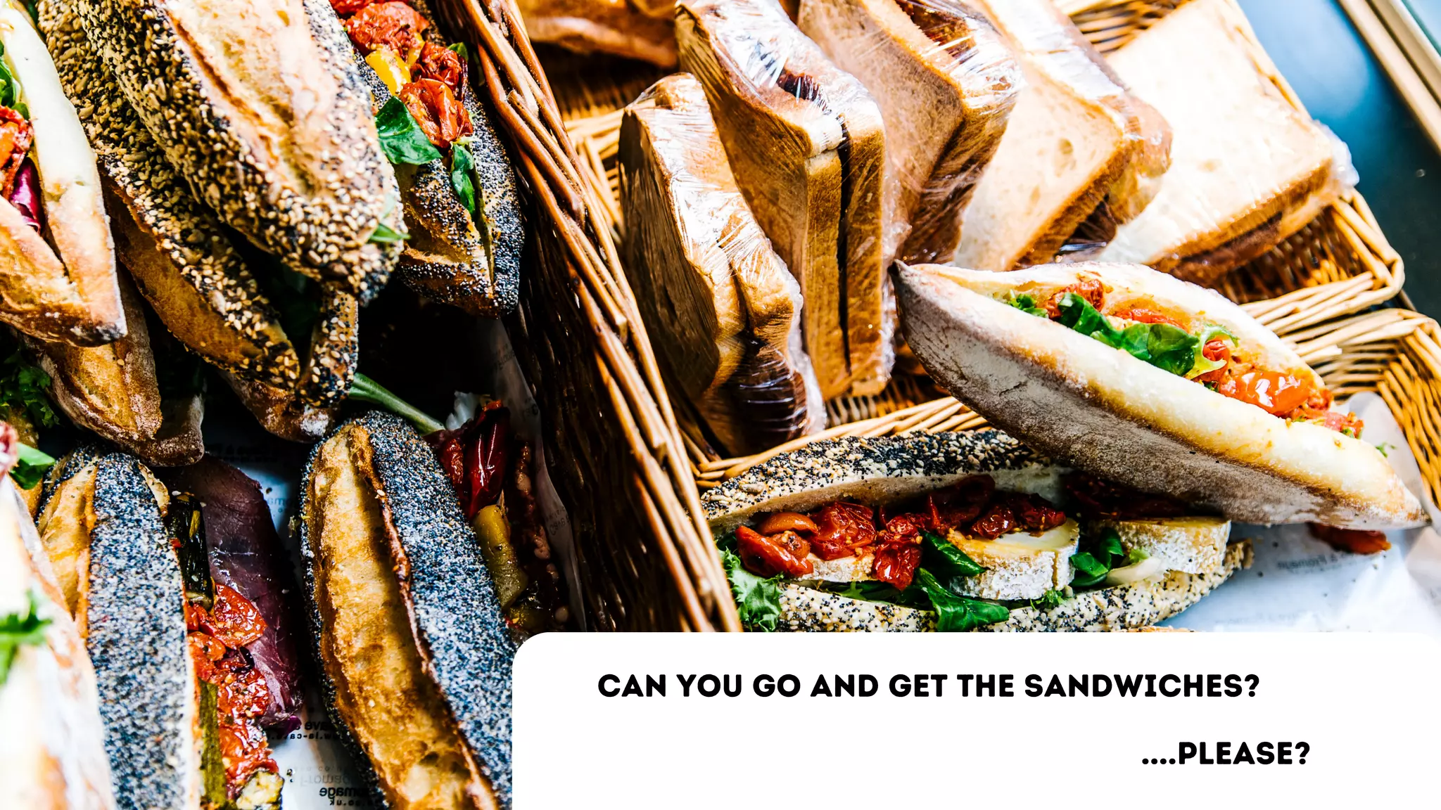 CAN YOU GO AND GET THE SANDWICHES?
....PLEASE?
 
