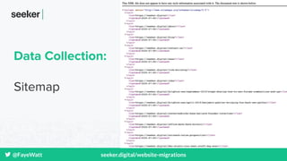 @FayeWatt seeker.digital/website-migrations
Data Collection:
Sitemap
 