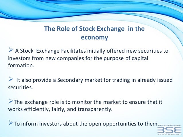 essay on stock exchange and their role