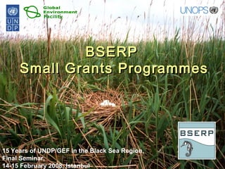 BSERPBSERP
Small Grants ProgrammesSmall Grants Programmes
15 Years of UNDP/GEF in the Black Sea Region,
Final Seminar,
14-15 February 2008, Istanbul
 