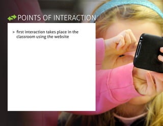POINTS OF INTERACTION
> first interaction takes place in the
classroom using the website
 