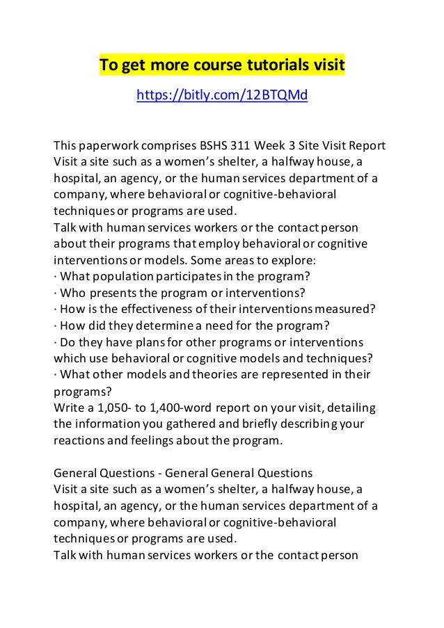 Bshs 312 week 3 individual assignment site visit report essay 03 image