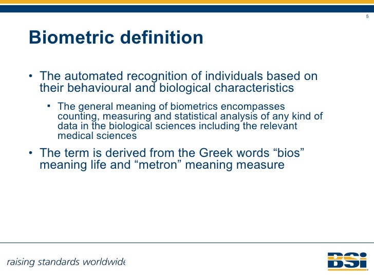 BSI Biometrics Standards Presentation