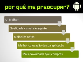 UI Melhor

  Qualidade visível e elegante

     Melhores notas

        Melhor colocação da sua aplicação

            Mais downloads e/ou compras
 